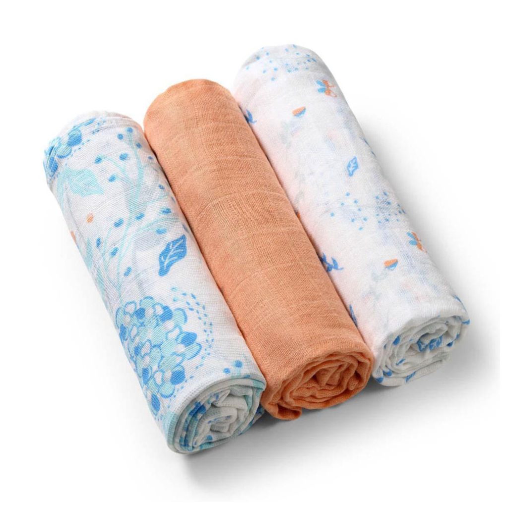 BabyOno textilpelenka - kék-barack (3 db)