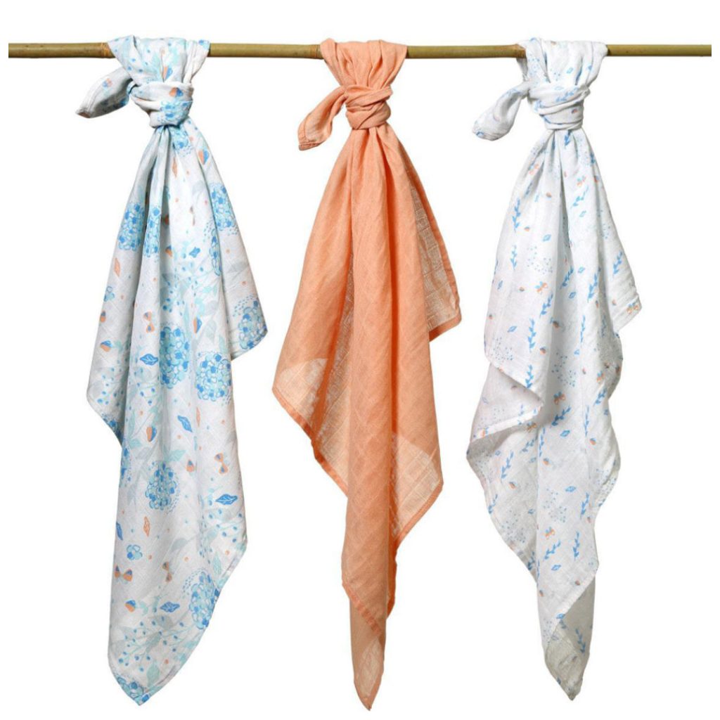 BabyOno textilpelenka - kék-barack (3 db)