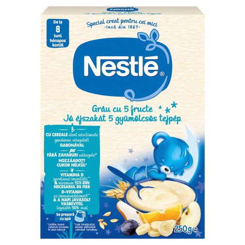 Nestlé Jó éjszakát 5 gyümölcsös tejpép 8 hó+ (250 g)