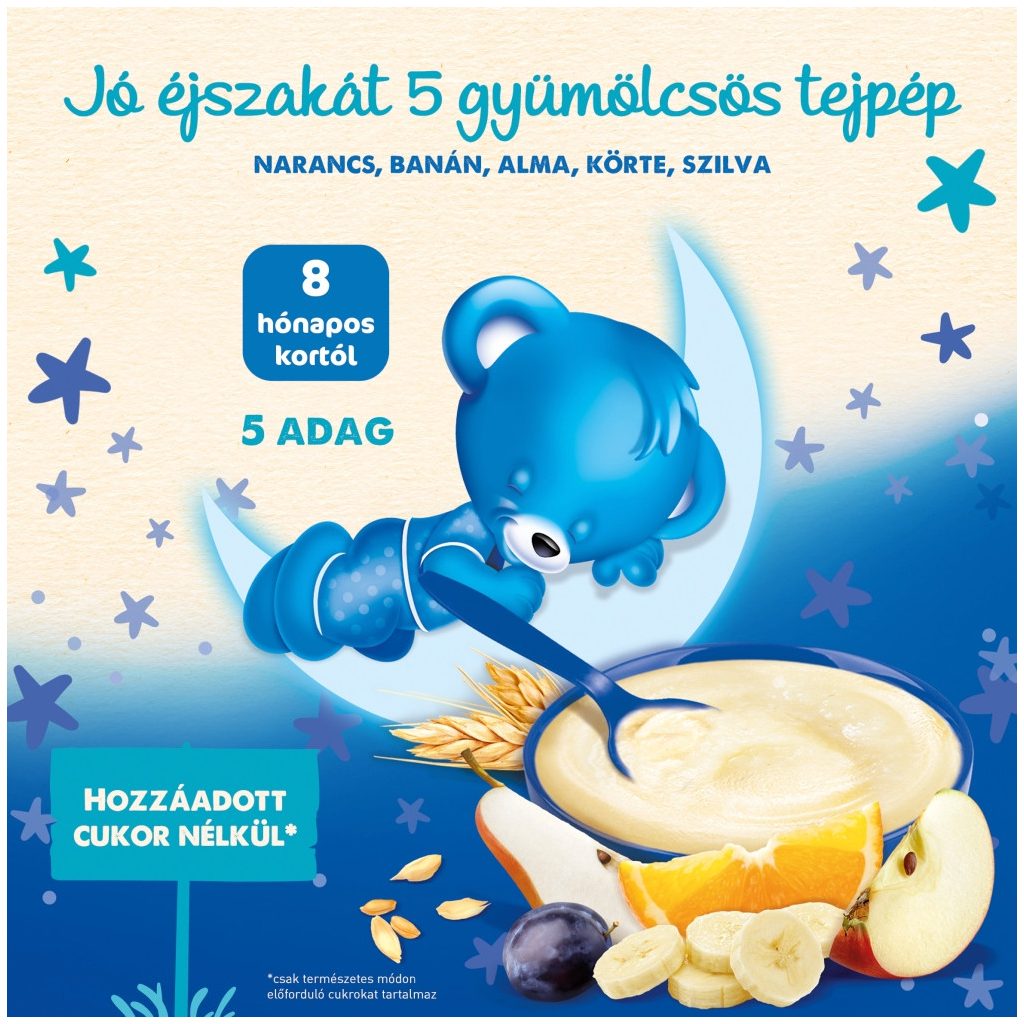 Nestlé Jó éjszakát 5 gyümölcsös tejpép 8 hó+ (250 g)