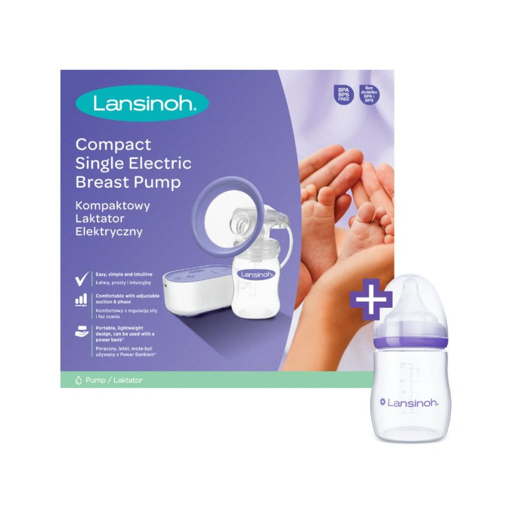 Lansinoh 2 fázisú kompakt elektromos mellszívó + 160 ml cumisüveg szett