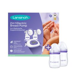  Lansinoh 2 az 1-ben elektromos dupla mellszívó + 2 db 160 ml cumisüveg szett