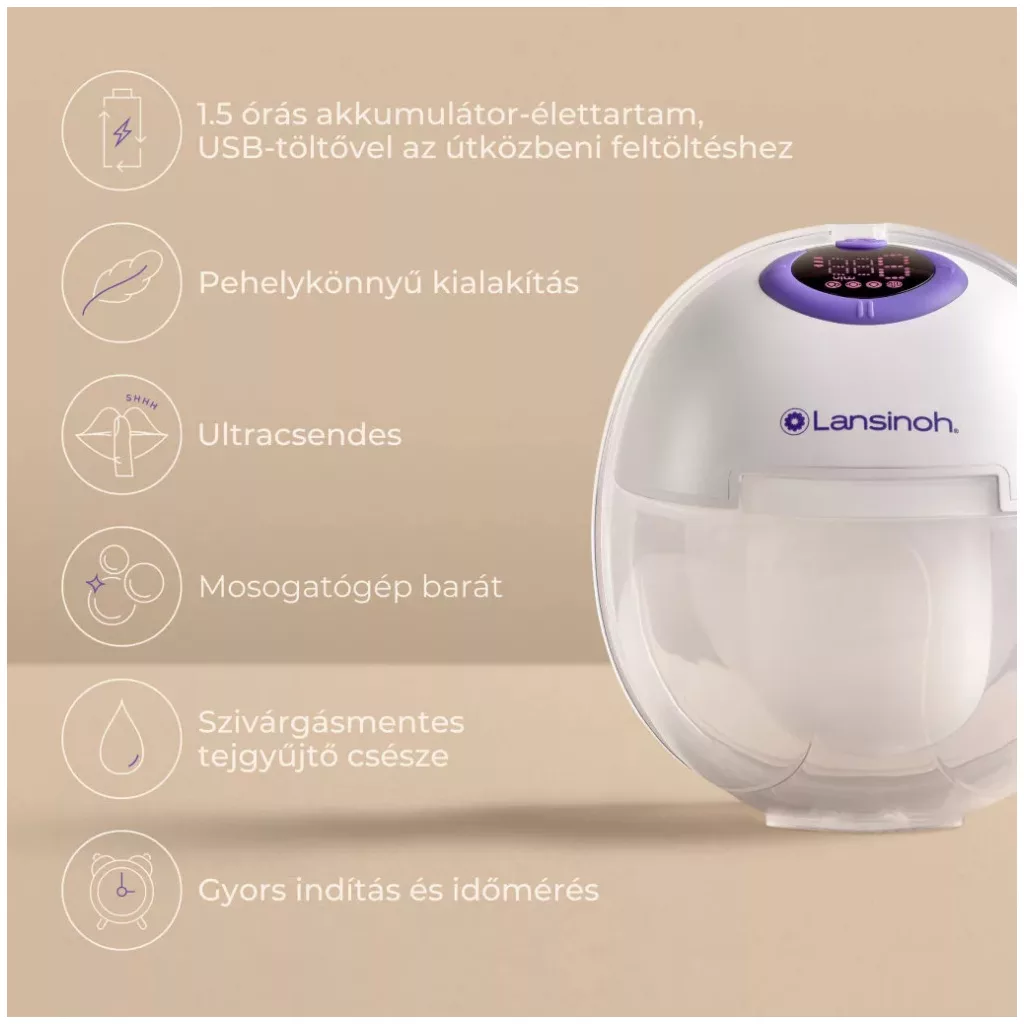 Lansinoh Hordható mellszívó szett 25 db anyatejgyűjtő zacskóval