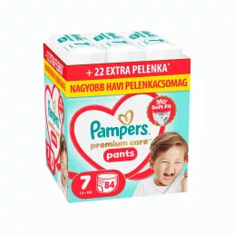   Pampers Premium Care Pants bugyipelenka 7, 15+ kg HAVI PELENKACSOMAG 84 db