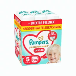   Pampers Premium Care Pants bugyipelenka 5, 11-17 kg, HAVI PELENKACSOMAG 108 db