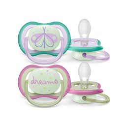   Philips AVENT SCF376/19 Ultra air játszócumi éjszakai 0-6hó, lányos (2 db)