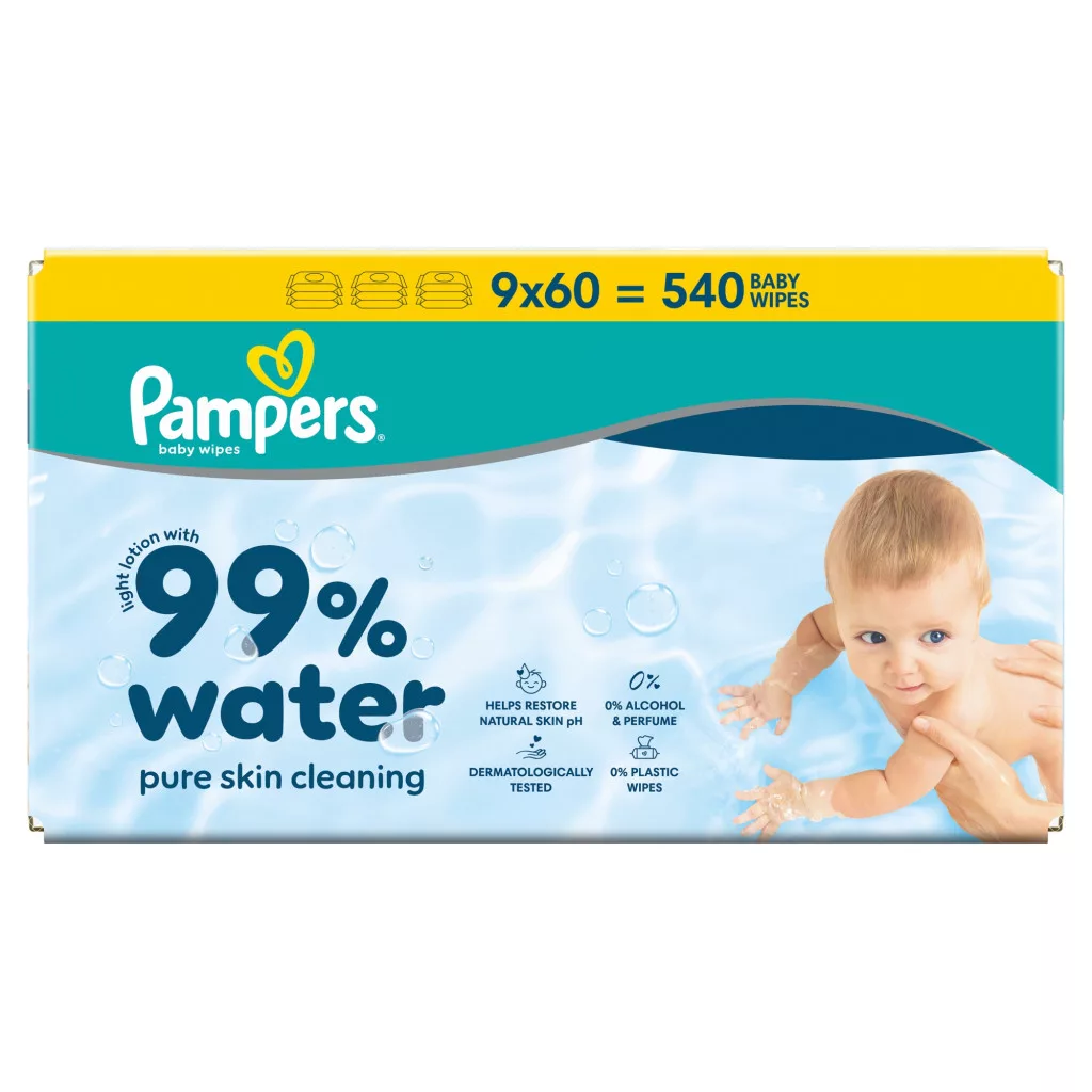 Pampers Aqua nedves törlőkendő 9x60 db