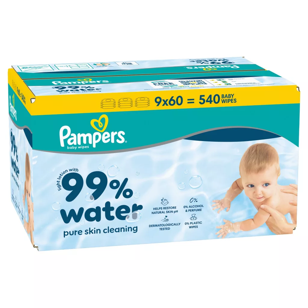 Pampers Aqua nedves törlőkendő 9x60 db