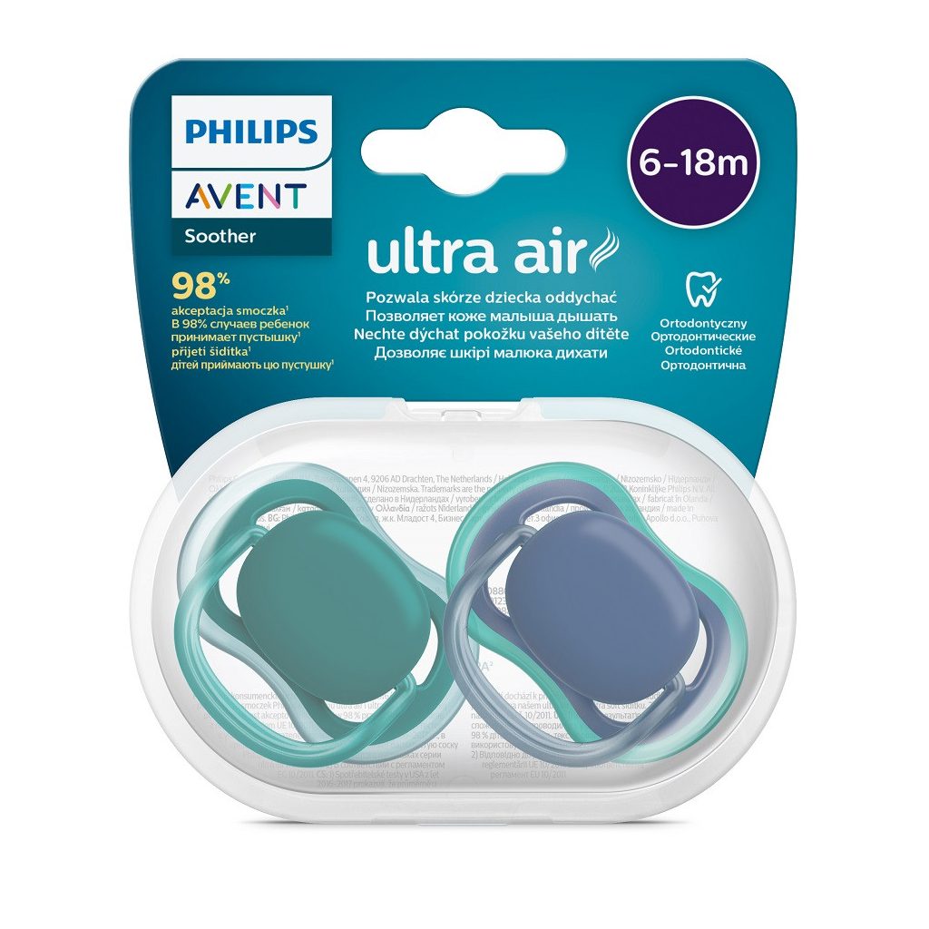 Philips Avent SCF085/31 Játszócumi Ultra air neutral 6-18hó fiús 2db (kék)