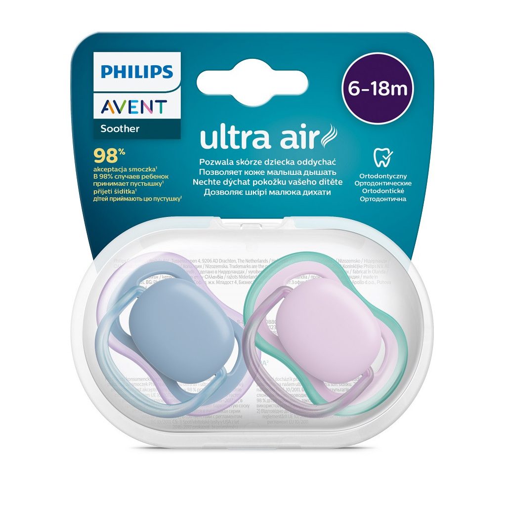 Philips Avent SCF085/34 Játszócumi Ultra air neutral 6-18hó lányos 2db (kék-lila)