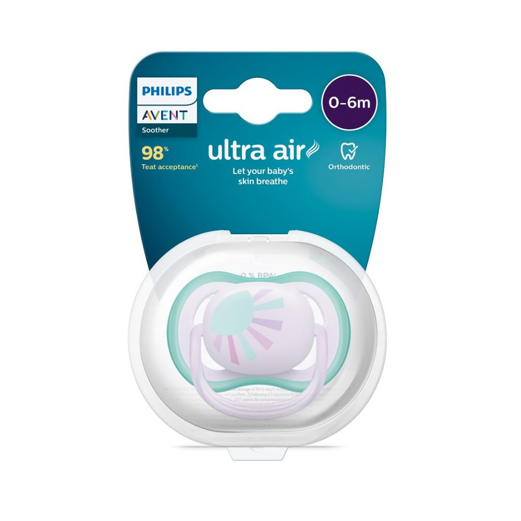 Philips AVENT SCF086/04 Ultra air játszócumi mintás 0-6hó, 1 db (napocska)