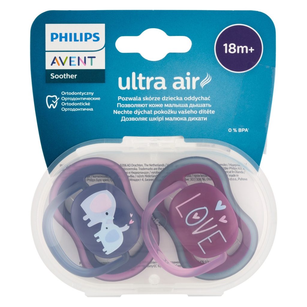 Philips AVENT SCF349/22 Ultra air játszócumi 18hó+ lányos, 2 db (elefánt)