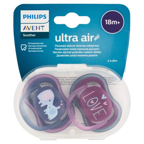Philips AVENT SCF349/22 Ultra air játszócumi 18hó+ lányos, 2 db (elefánt)