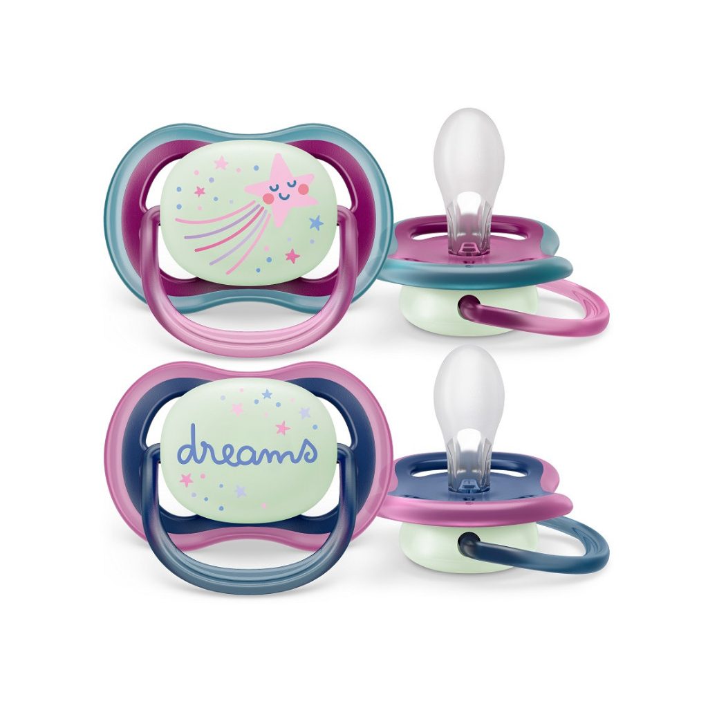 Philips AVENT SCF376/14 Ultra air játszócumi éjszakai 6-18hó, lányos (2 db)