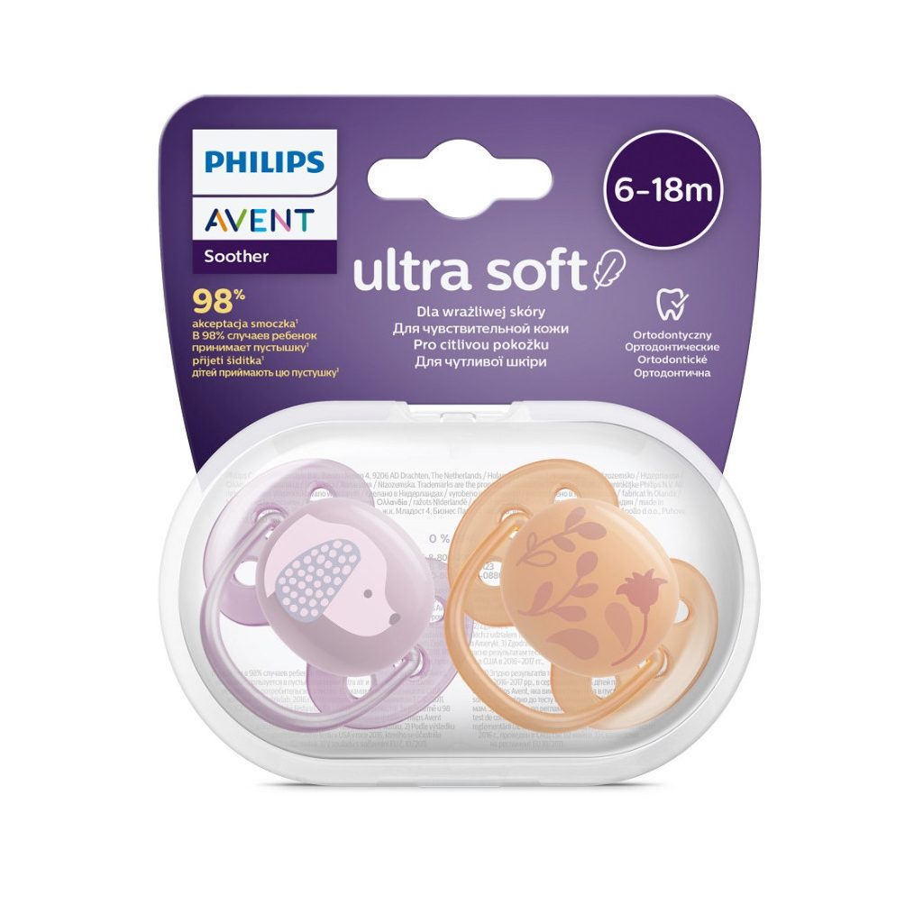 Philips AVENT SCF091/18 Ultrasoft Premium játszócumi 6-18hó lányos, 2 db (állatos)