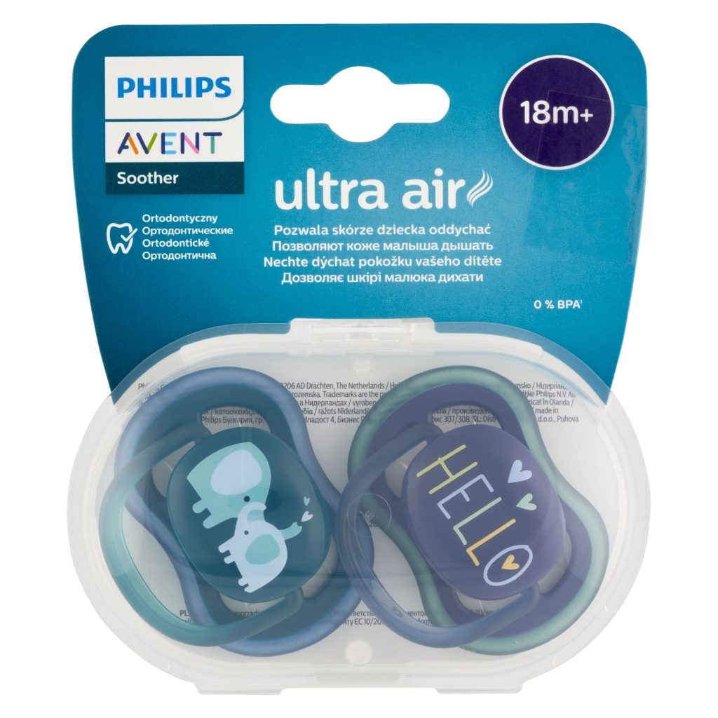 Philips AVENT SCF349/18 Ultra air játszócumi 18hó+ fiús, 2 db (elefánt)