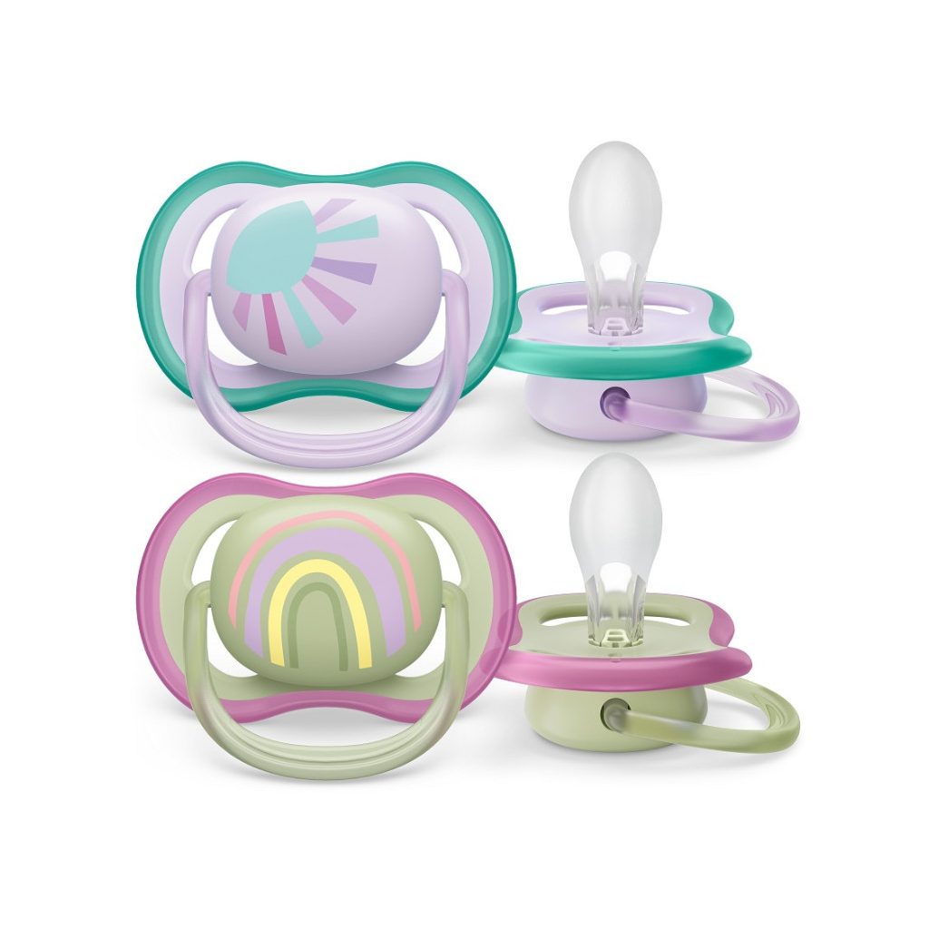 Philips AVENT SCF085/59 Ultra air játszócumi mintás 0-6hó lányos, 2 db (szivárvány)