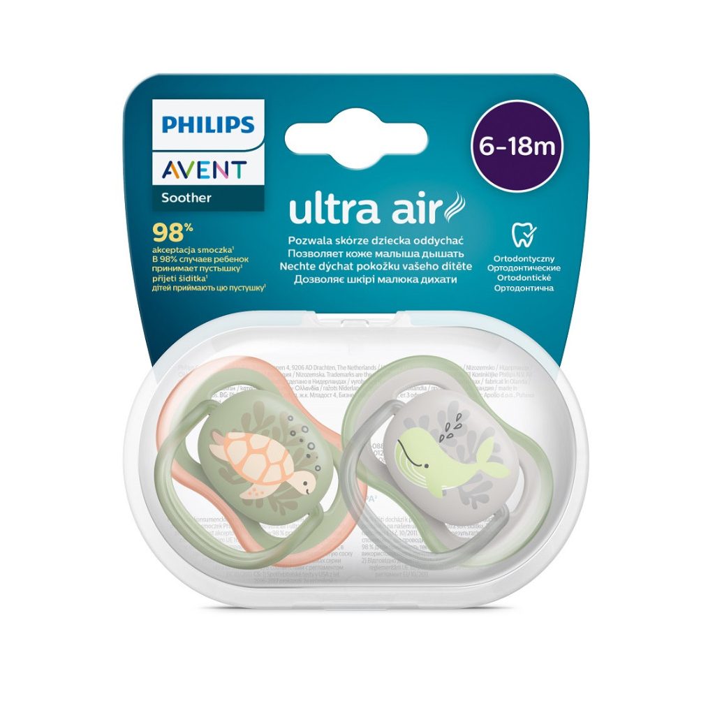 Philips AVENT SCF085/60 Ultra air játszócumi mintás 6-18hó fiús, 2 db (tenger)