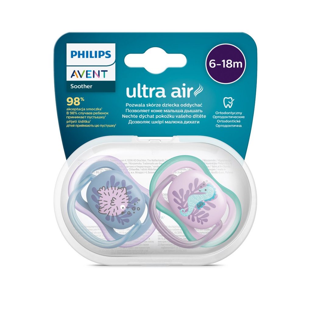 Philips AVENT SCF085/61 Ultra air játszócumi mintás 6-18hó lányos, 2 db (tenger)