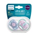 Philips AVENT SCF085/61 Ultra air játszócumi mintás 6-18hó lányos, 2 db (tenger)
