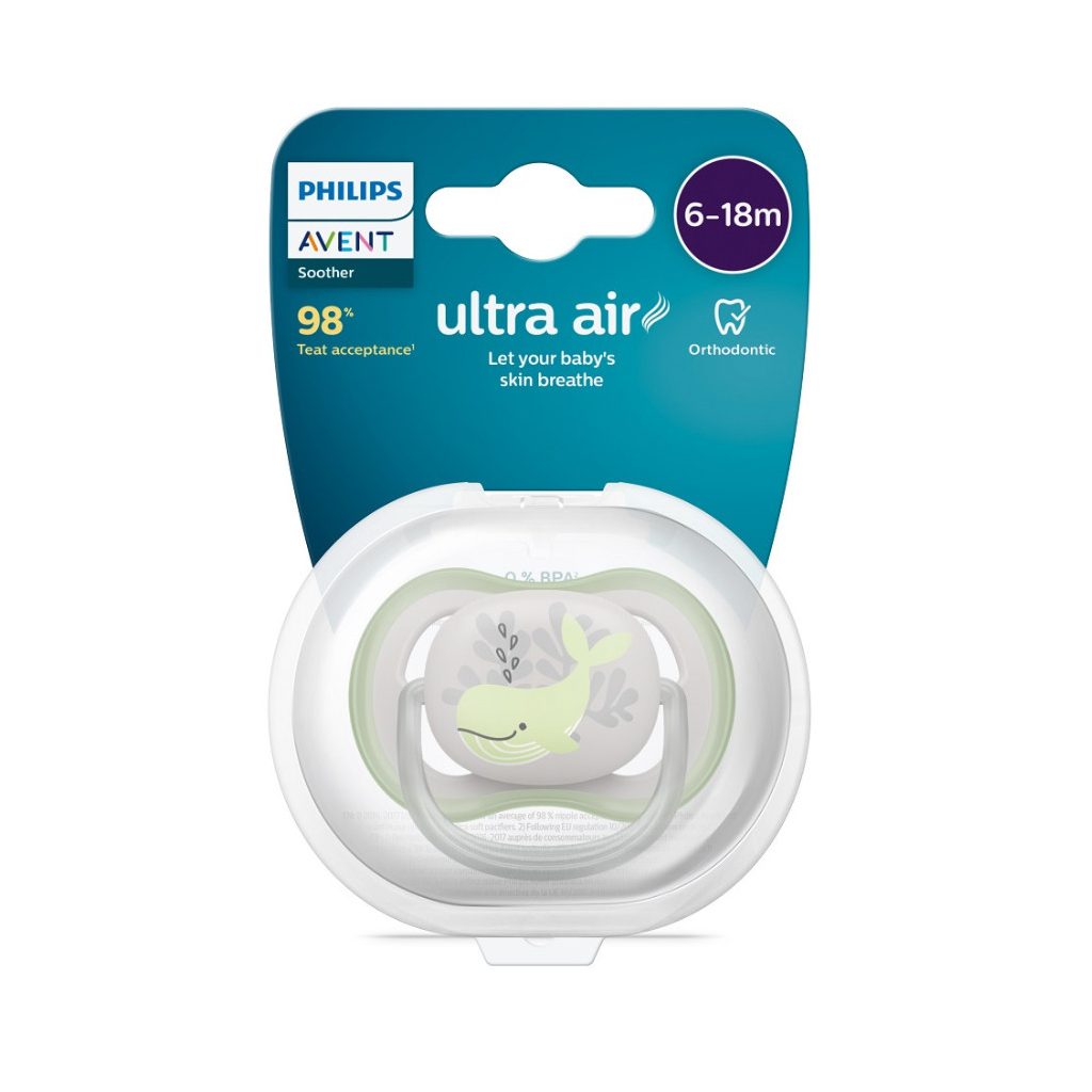 Philips AVENT SCF086/05 Ultra air játszócumi mintás 6-18hó, 1 db (bálna)