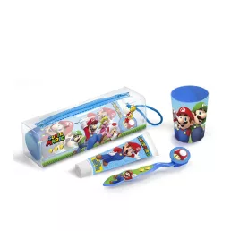   Super Mario gyermek szájápolási csomag (fogkefe, fogkrém, fogmosó pohár és tartó tok)