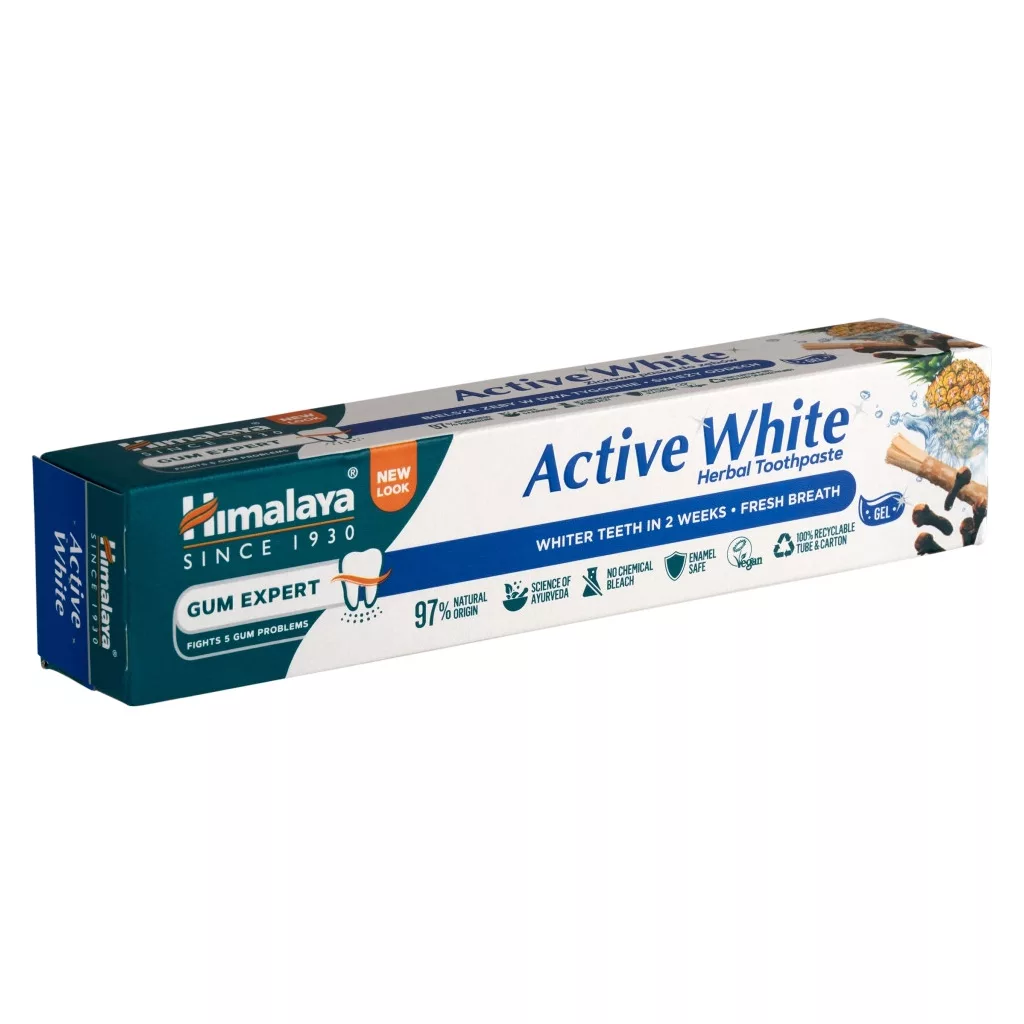 Himalaya Active White fogfehérítő és frissítő gyógynövényes fogkrémgél (75 ml)