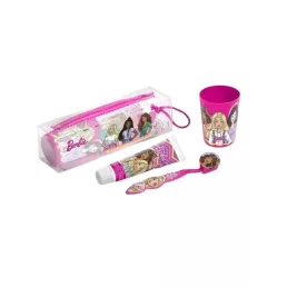   Barbie gyermek szájápolási csomag (fogkefe, fogkrém, fogmosó pohár és tartó tok)