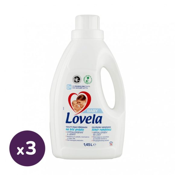 Lovela Baby hipoallergén folyékony mosószer fehér ruhákhoz 3x1,45 liter (48 mosás)