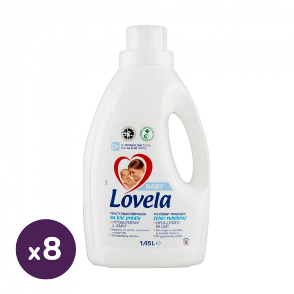 Lovela Baby hipoallergén folyékony mosószer fehér ruhákhoz 8x1,45 liter (128 mosás)