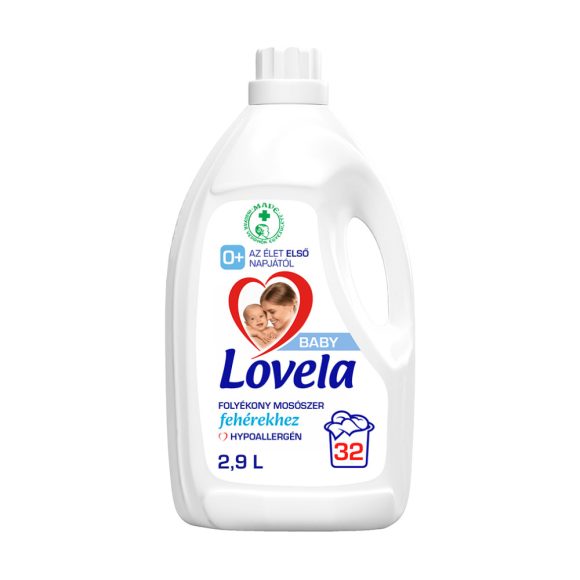 Lovela Baby hipoallergén folyékony mosószer fehér ruhákhoz 2,9 liter (32 mosás)
