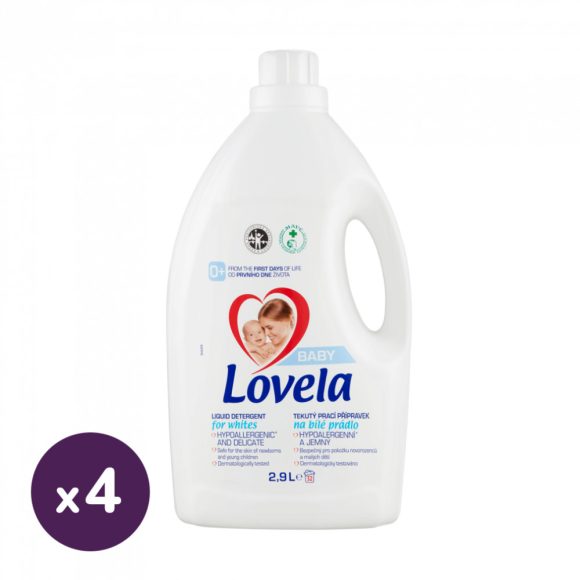 Lovela Baby hipoallergén folyékony mosószer fehér ruhákhoz 4x2,9 liter (128 mosás)