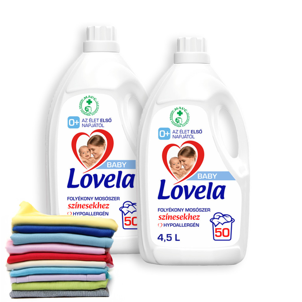 Lovela Baby hipoallergén folyékony mosószer színes ruhákhoz 2x4,5 liter (100 mosás)