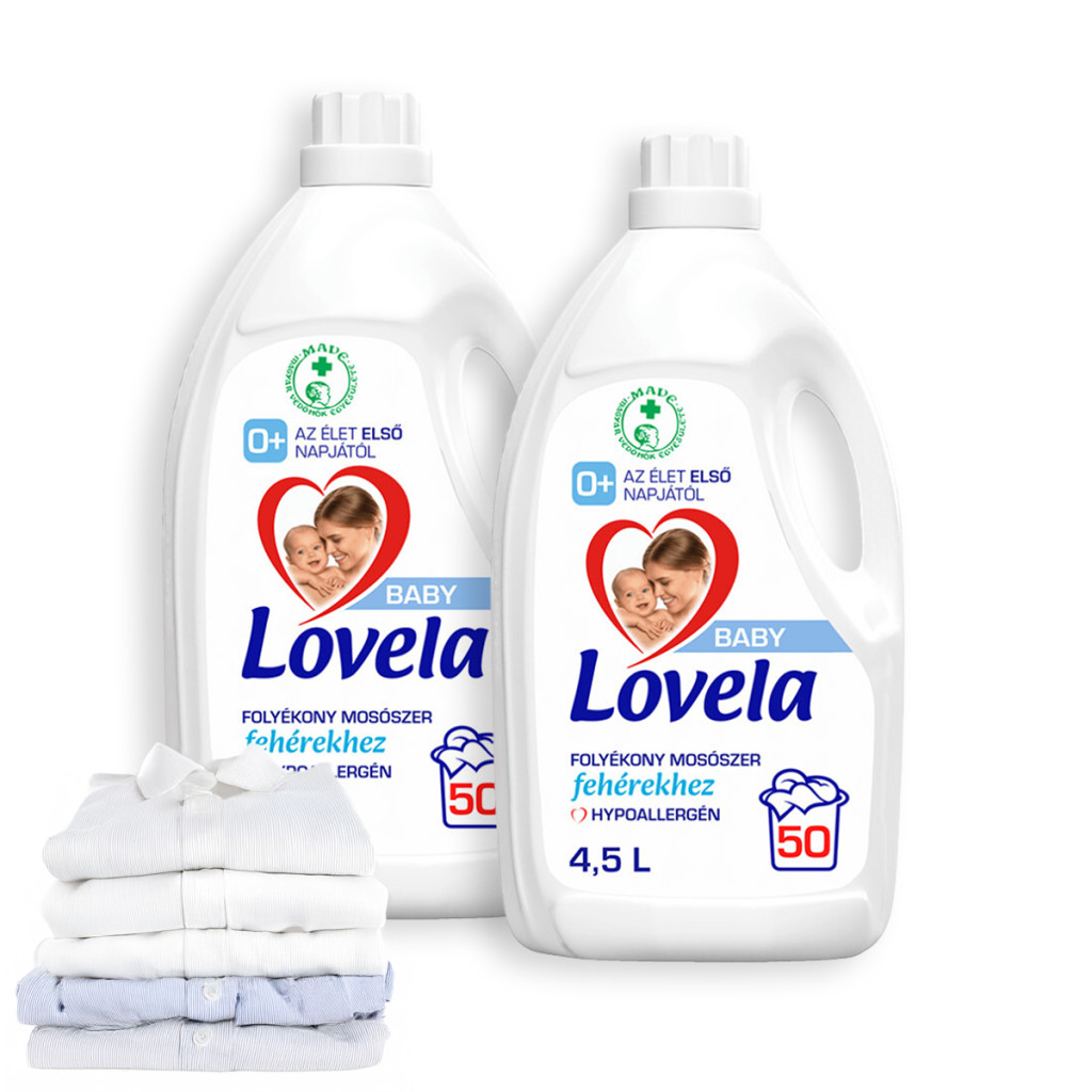 Lovela Baby hipoallergén folyékony mosószer fehér ruhákhoz 2x4,5 liter (100 mosás)
