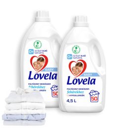   Lovela Baby hipoallergén folyékony mosószer fehér ruhákhoz 2x4,5 liter (100 mosás)