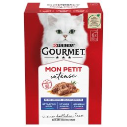   Purina Gourmet Mon Petit alutasakos macskaeledel tonhallal, lazaccal és pisztránggal (6x50 g)
