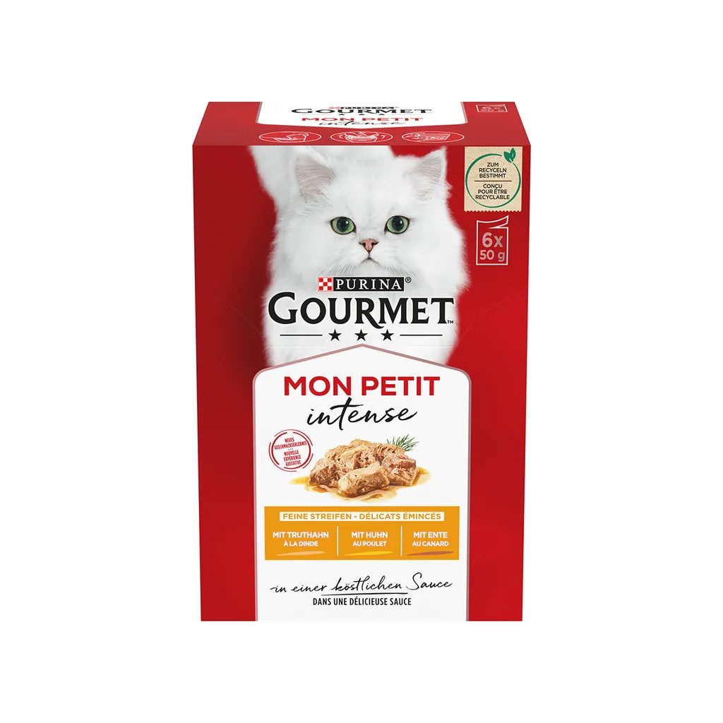 Purina Gourmet Mon Petit alutasakos macskaeledel kacsával, csirkével és pulykával (6x50 g)