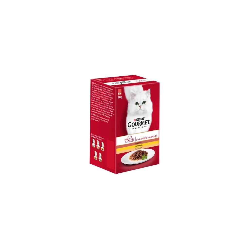 Purina Gourmet Mon Petit alutasakos macskaeledel kacsával, csirkével és pulykával (6x50 g)