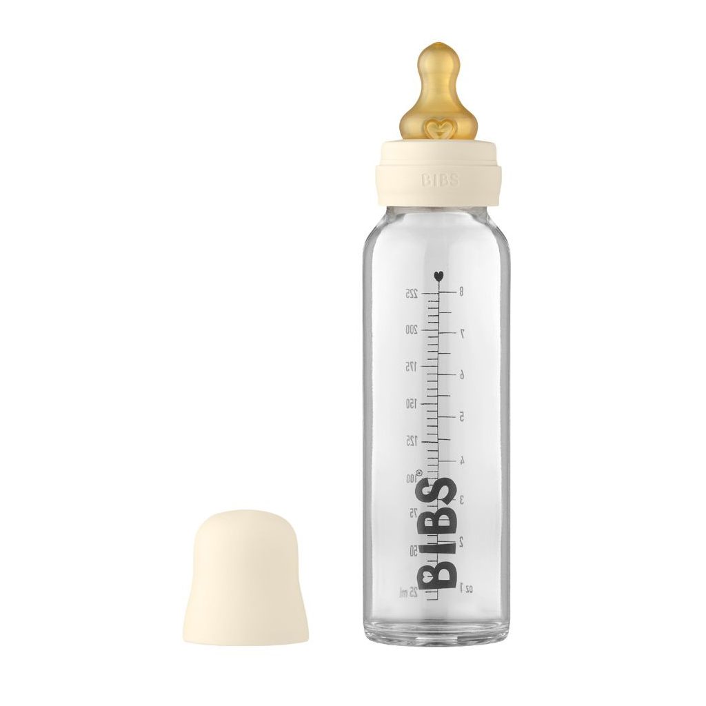Bibs cumisüvegszett 225ml - natúr kaucsuk cumifejjel - krémfehér