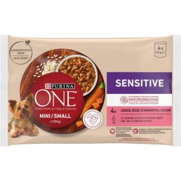   Purina One Mini Sensitive/Delicate alutasakos kutyaeledel lazaccal (4x85 g)