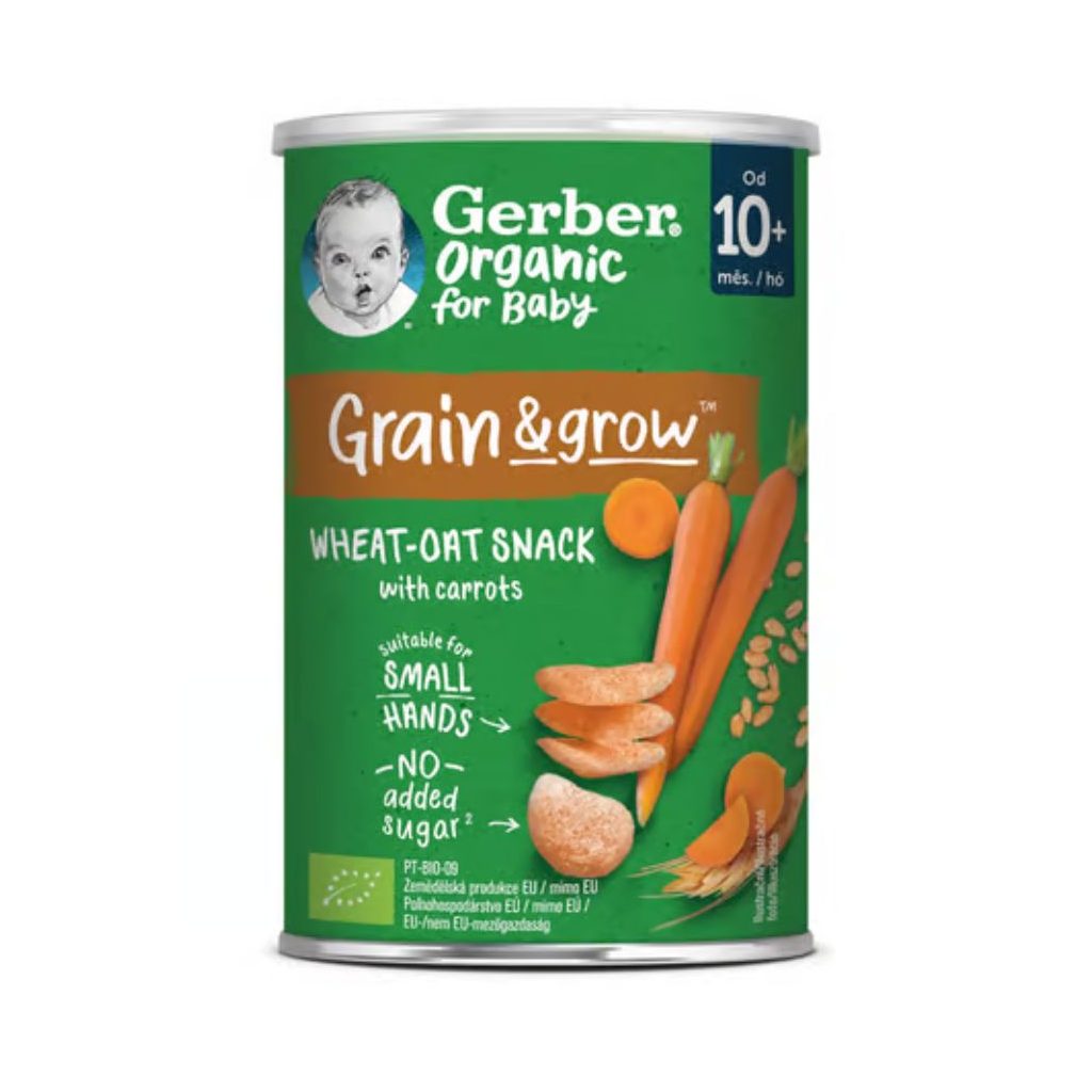 Gerber Organic bio sárgarépás narancsos búza- és zabsnack, 10 hónapos kortól (35 g)