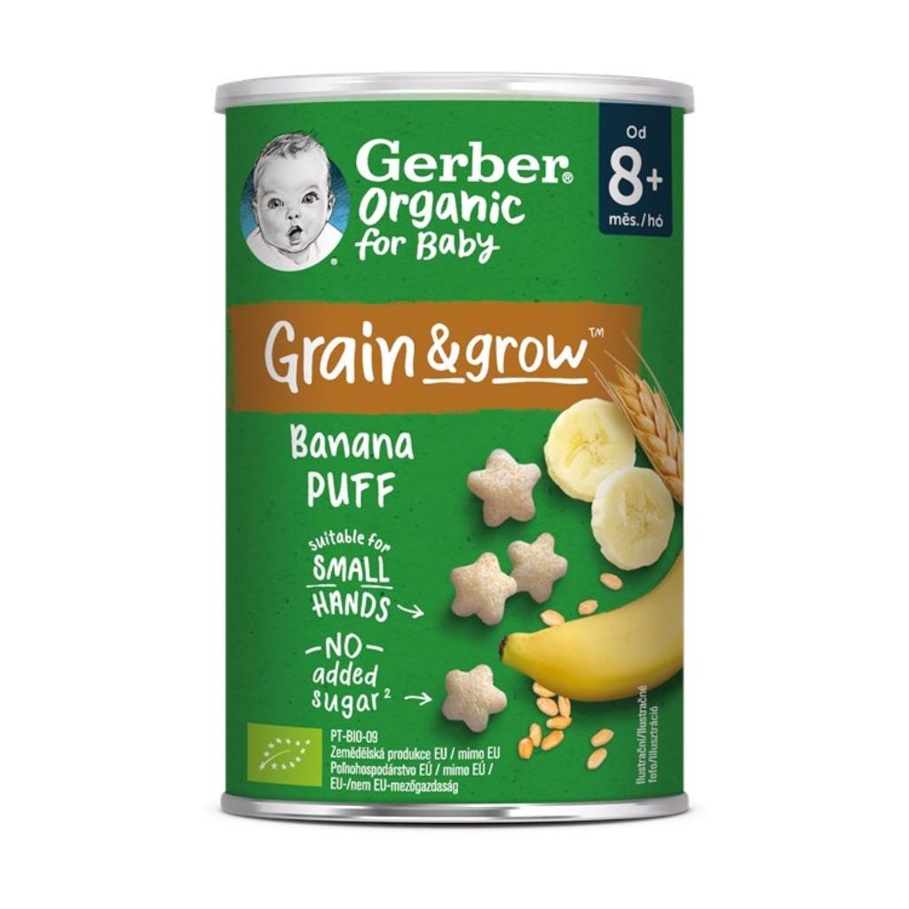 Gerber Organic bio banános gabona snack, 8 hónapos kortól (35 g)