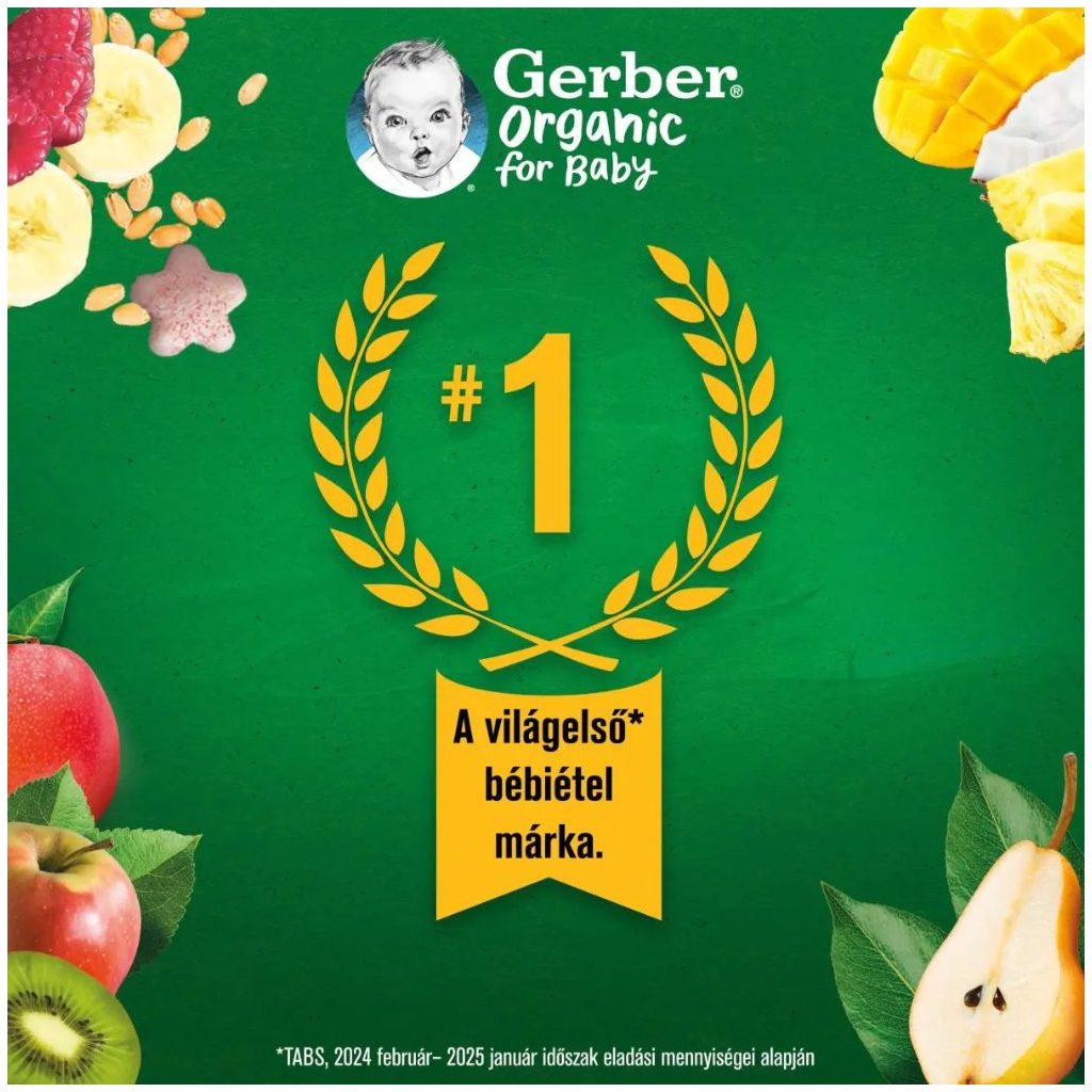 Gerber Organic bio banános gabona snack, 8 hónapos kortól (35 g)