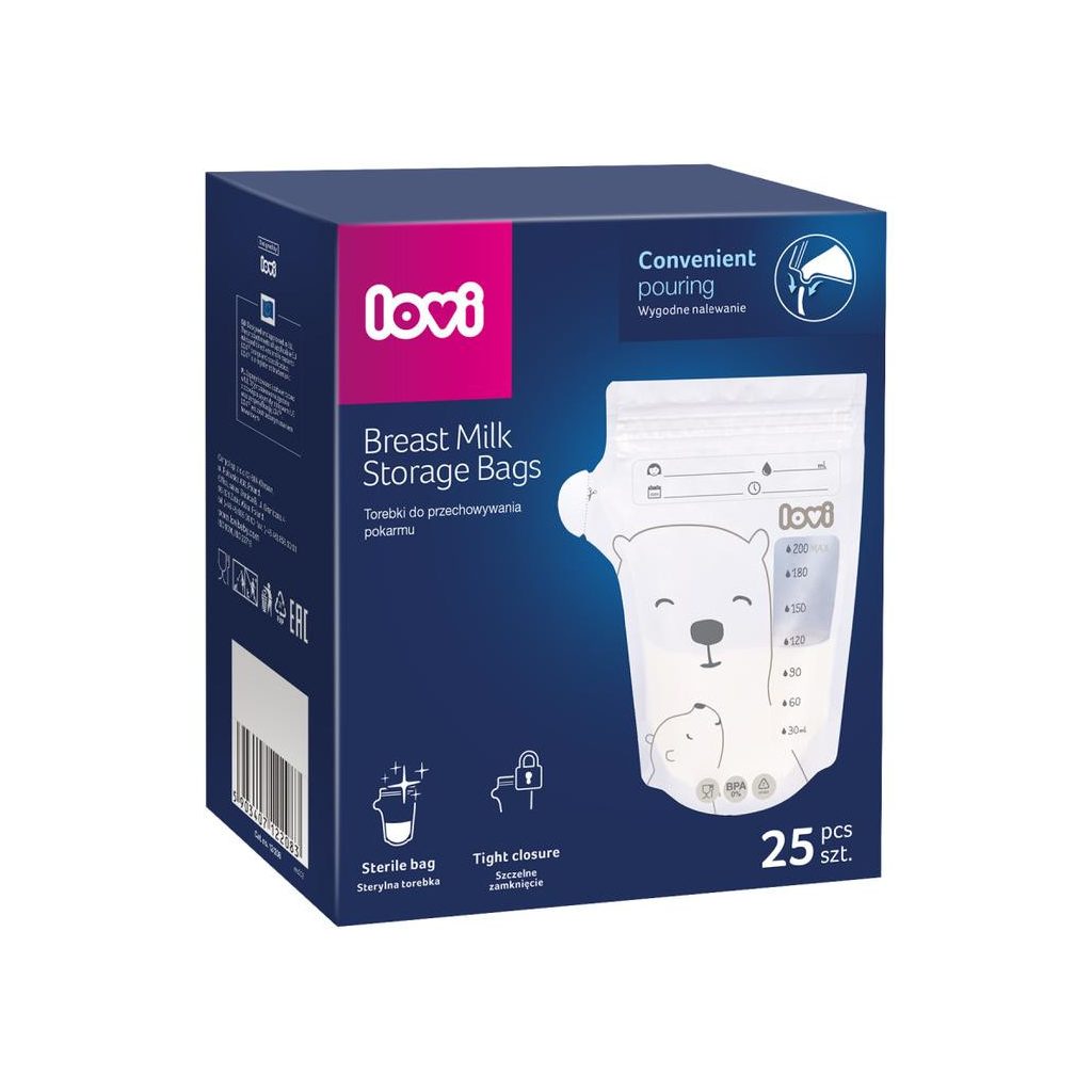 LOVI anyatejtároló zacskó Buddy Bear, 200 ml (25 db)