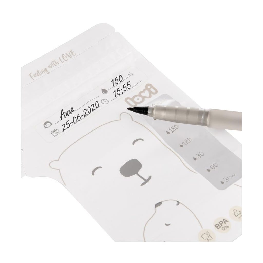 LOVI anyatejtároló zacskó Buddy Bear, 200 ml (25 db)