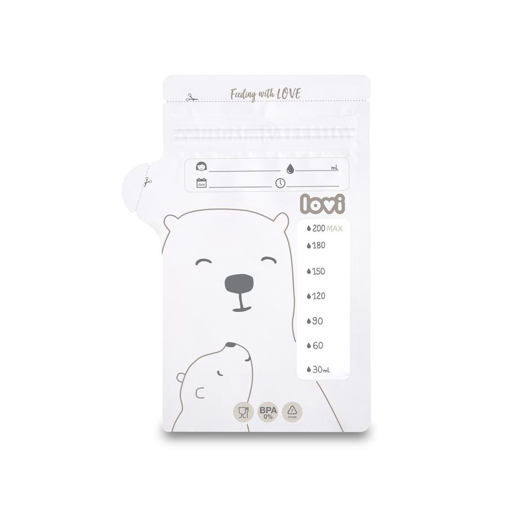 LOVI anyatejtároló zacskó Buddy Bear, 200 ml (25 db)