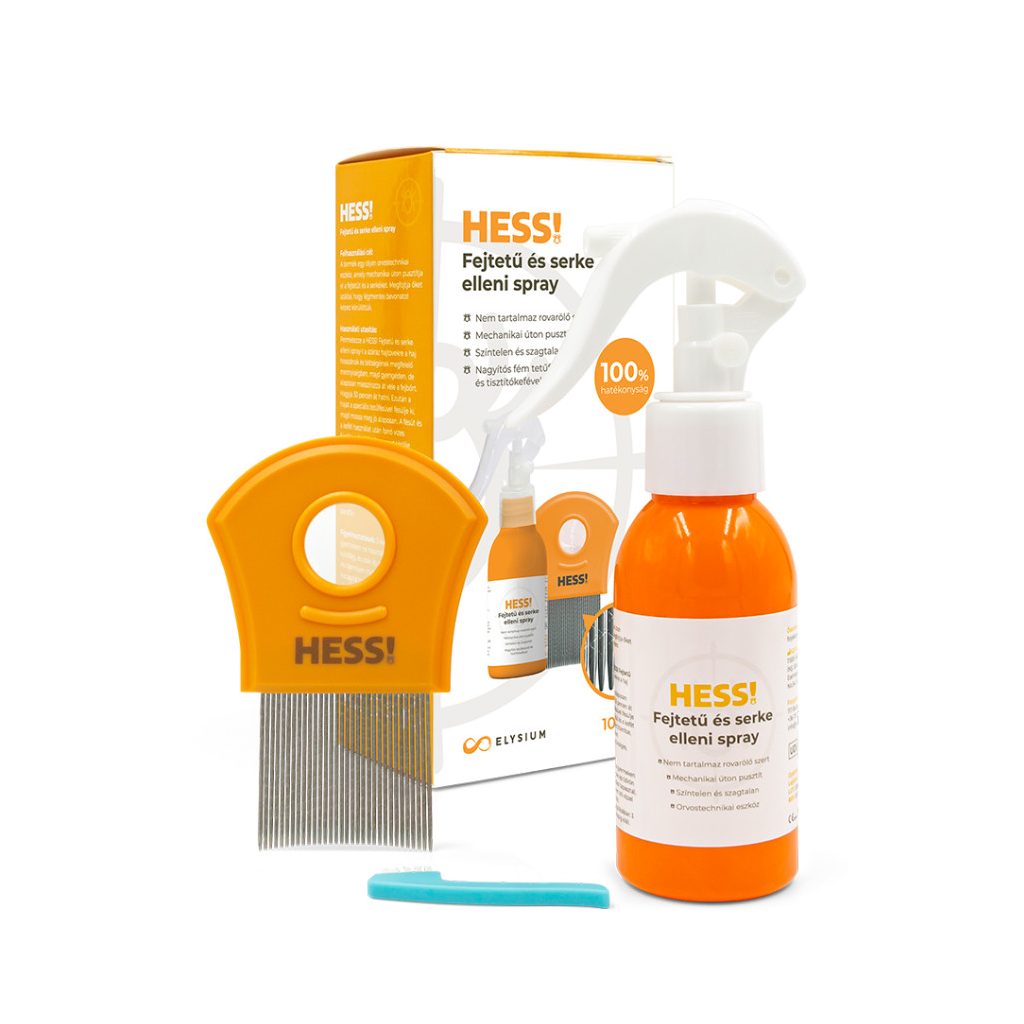 HESS! Fejtetű és serke elleni spray (fém tetűfésűvel és tisztítókefével) - 100 ml