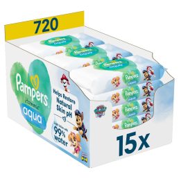   Pampers Mancs Őrjárat Harmonie Aqua Plastic Free műanyagmentes nedves törlőkendő (15x48 db)
