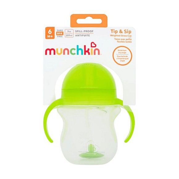 Munchkin Any angle súlyozott szívószálas itatópohár, 207 ml (zöld)