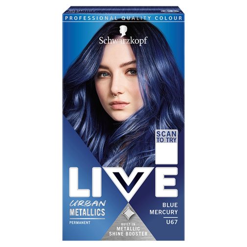 Schwarzkopf Live tartós hajfesték - U67 Urban Metallics Mercury kék (1 db)